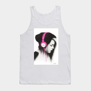 Pink Headphones Tank Top